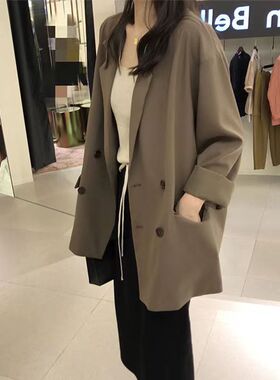 咖色小西装外套女春秋复古气质宽松休闲时尚高级感小众西服上衣
