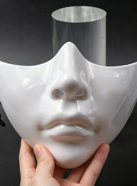 万圣节赛博朋克半脸面具完美脸型仿生cosplay机械科技感fakeface
