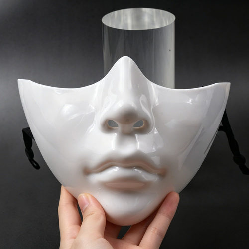 万圣节赛博朋克半脸面具完美脸型仿生cosplay机械科技感fakeface