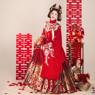 汉尚华莲[银花灯愿]原创红色织金马面裙明制婚服新年过年汉服女