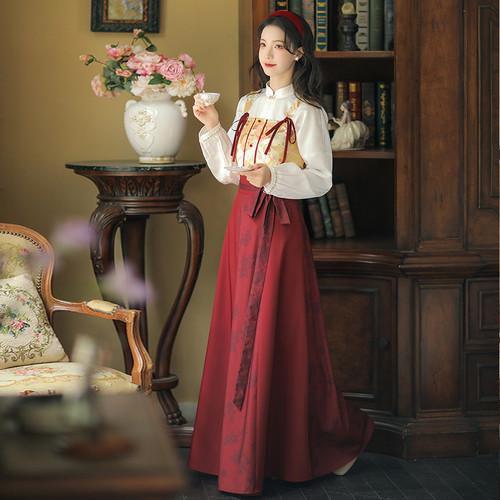 改良主腰齐腰破裙唐宋混搭套装