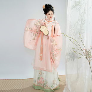 汉尚华莲原创汉服【雾绡烟湖】春秋竖领对襟长袄重工刺绣马面裙女