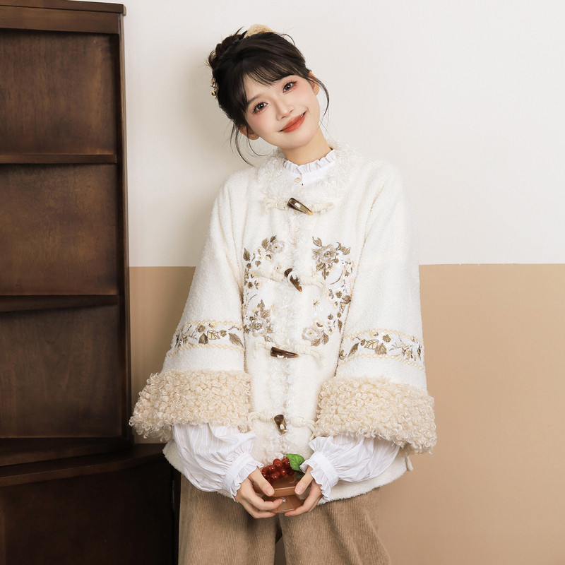 汉尚华莲明制改良圆领披袄套装[金禾素素]摇粒绒汉服女阔腿裤秋冬,女装/女士精品,汉服套装,淘宝优惠券,粉丝福利购,淘宝优惠卷