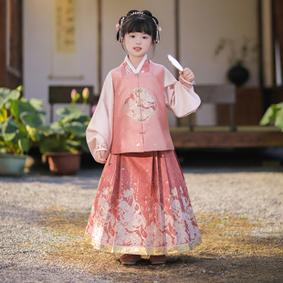 改良马面裙比甲套装 春秋季 中国风女表演服 小锦鳞 汉尚华莲童装