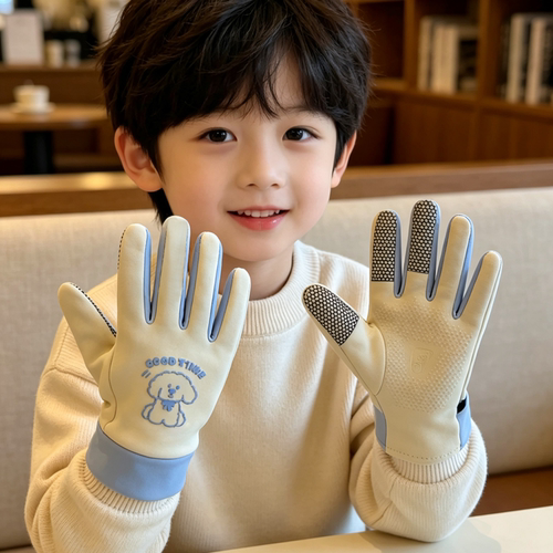 新款儿童手套女可爱秋冬男宝小学生防泼水保暖加厚绒防滑玩雪骑车