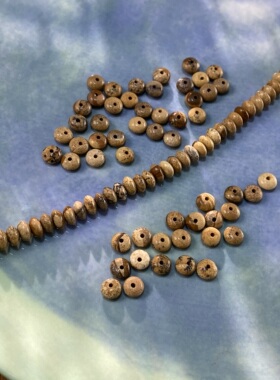 天然图画石3*6mm飞碟算盘珠隔片手工diy串珠手链项链饰品配件S459