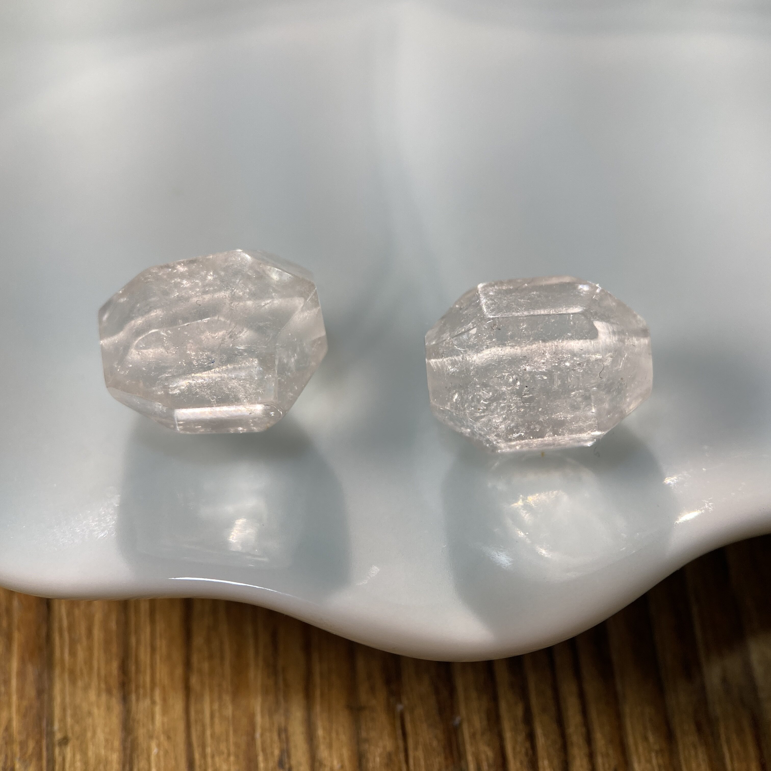天然白水晶11*13mm不规则切面珠手工diy串珠项链饰品配件材料S989