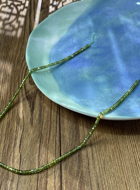 草绿色锆石3*2切面墩墩珠整串手工DIY串珠项链饰品配件半成品X374