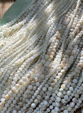 天然淡水贝圆珠2-3-4-5-6mm手工diy串珠手链项链饰品配件材料S305