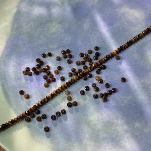 天然虎眼石切面扁珠2 4mm散珠手工diy串珠手链项链饰品配件S405