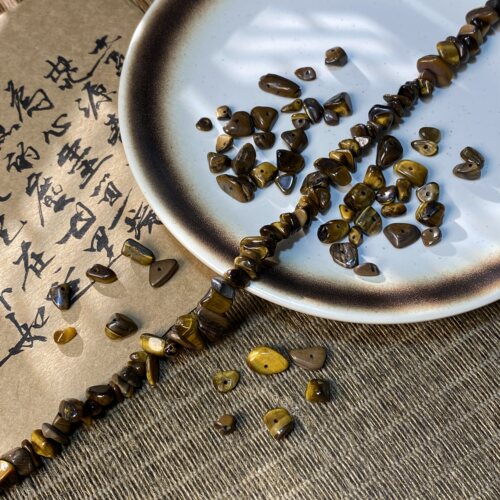 天然虎眼原石5*8mm有孔碎石手工diy串珠手链项链饰品配件材料S117