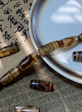 天然老玛瑙10*24mm天珠老形珠散珠手工diy串珠项链饰品配件X576