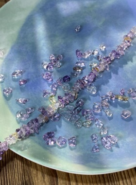 天然冰透紫黄晶5*8mm有孔碎石手工diy串珠子手链项链饰品配件S353