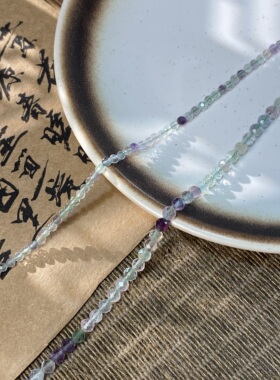 天然绿彩萤石3-4mm切面圆珠散珠手工diy串珠手链项链饰品配件X960