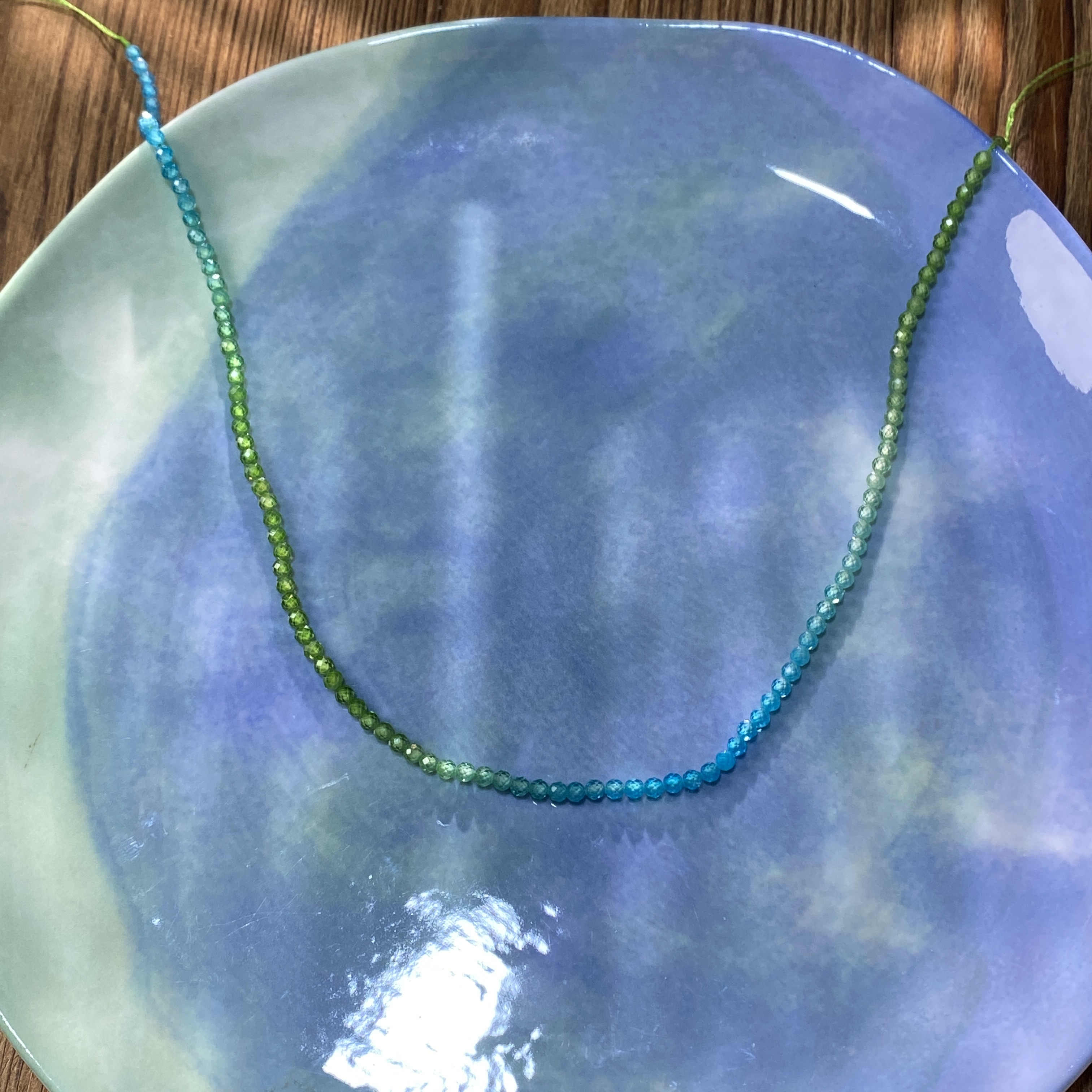 渐变锆石3mm切面圆珠整串手工DIY串珠项链饰品配件半成品S836