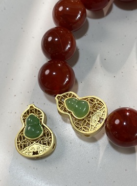 保色铜镀18K金镶嵌宝石隔珠手工diy手链项链配珠饰品材料LH1442