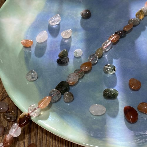 天然彩发晶随形珠8*10mm异形珠diy串珠手链项链饰品配件材料S331