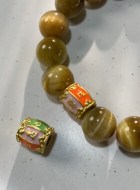 保色铜镀18K金古法滴油隔珠手工diy手链项链配珠饰品材料LH1431