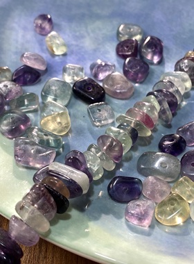 天然彩色萤石9*4mm碎石隔片散珠手工diy串珠手链项链饰品配件S809