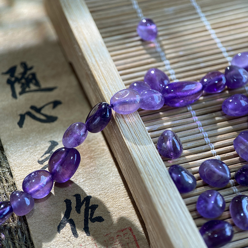 天然紫水晶随形珠6*8mm异形珠子diy串珠手链项链饰品配件材料S217