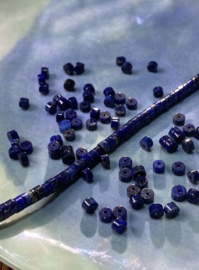 天然青金石4*2mm直切药片珠散珠手工diy串珠手链项链饰品配件X217