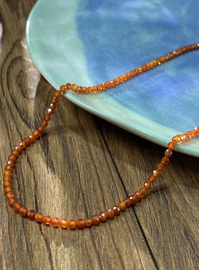 橙色锆石3mm切面圆珠整串手工DIY串珠手链项链饰品配件半成品S507