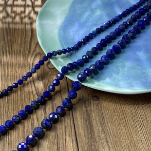 天然青金石6-8-10mm硬切圆珠子手工DIY串珠项链饰品配件材料X549