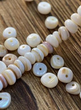 天然淡水白贝8mm贝母隔片散珠手工diy串珠手链项链配件材料S14