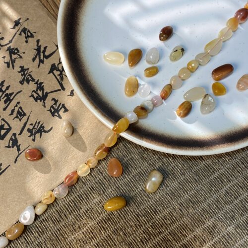 天然金丝玉随形珠6*8mm异形珠子diy串珠手链项链饰品配件材料S180