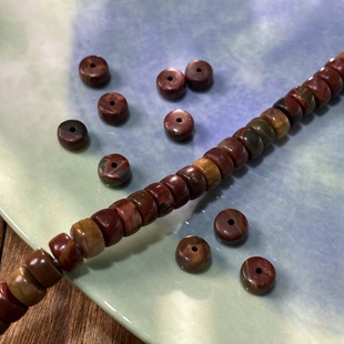 天然红色毕加索4*7mm药片珠散珠手工diy串珠手链项链饰品配件S566