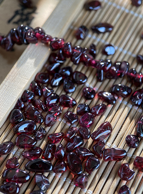 进口A级天然石榴3*5mm有孔碎石手工diy串珠手链项链饰品材料S122