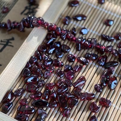进口A级天然石榴3*5mm有孔碎石手工diy串珠手链项链饰品材料S122