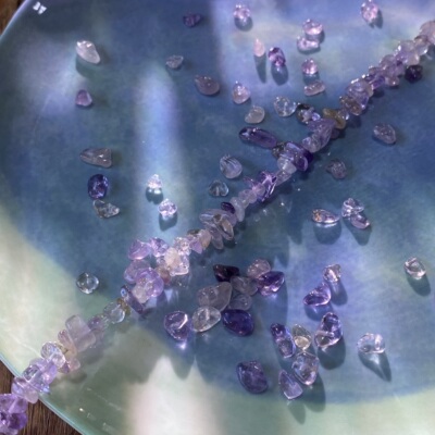 天然紫黄晶5*8mm有孔碎石手工diy串珠手链项链饰品配件材料S05