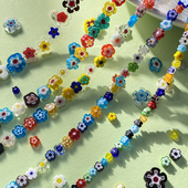 琉璃彩色小花4 12mm手工diy串珠手链项链饰品配件材料S260