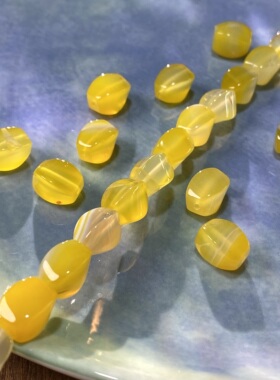 天然黄玛瑙11*12mm扭珠散珠子手工diy串珠手链项链饰品配件S761