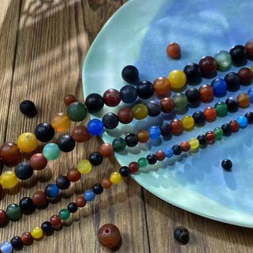 天然橘皮彩色玛瑙6-8-10-12mm散圆珠手工diy串珠项链饰品材料S720