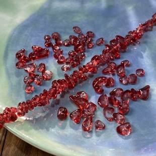 石榴红烤色K9玻璃5*8mm有孔碎石串珠diy手工串珠饰品配件材料X25