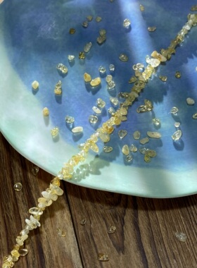 天然巴西黄水晶3*5mm有孔碎石手工diy串珠子手链项链饰品材料S42