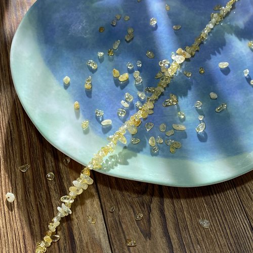 天然巴西黄水晶3*5mm有孔碎石手工diy串珠子手链项链饰品材料S42