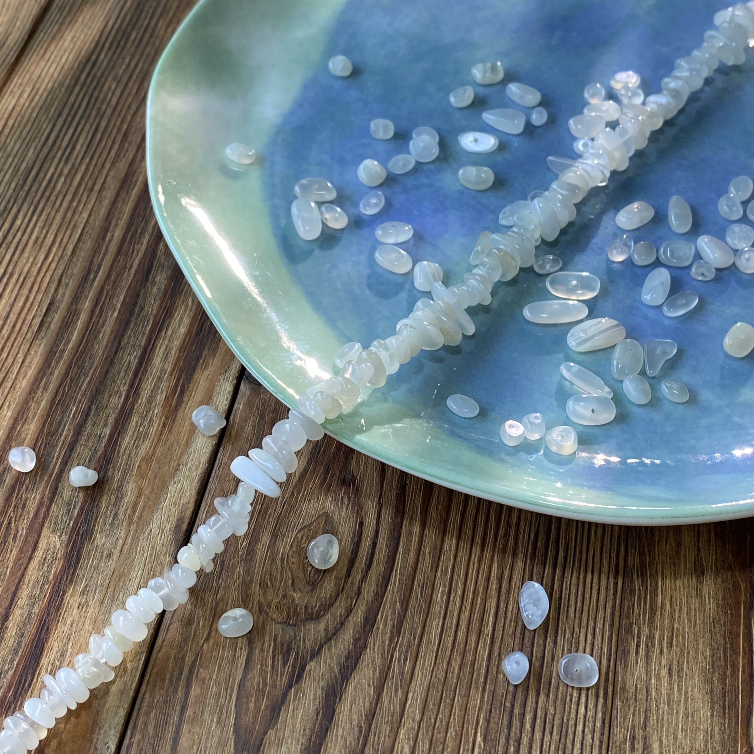 天然白月光5*8mm有孔碎石手工diy串珠手链项链饰品配件材料S344