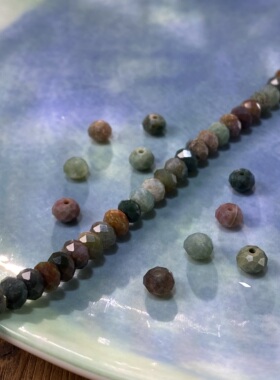 天然印度石4*6mm切面算盘珠散珠子手工diy串珠饰品配件材料X136