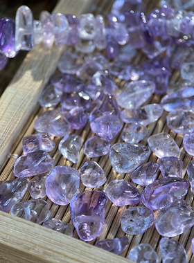 天然透紫晶5*8mm有孔碎石手工diy串珠手链项链饰品配件材料S70