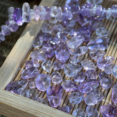 天然透紫晶5*8mm有孔碎石手工diy串珠手链项链饰品配件材料S70