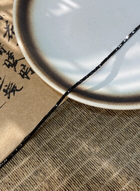 天然黑尖晶2*1mm切面扁珠散珠手工diy串珠手链项链饰品配件X981
