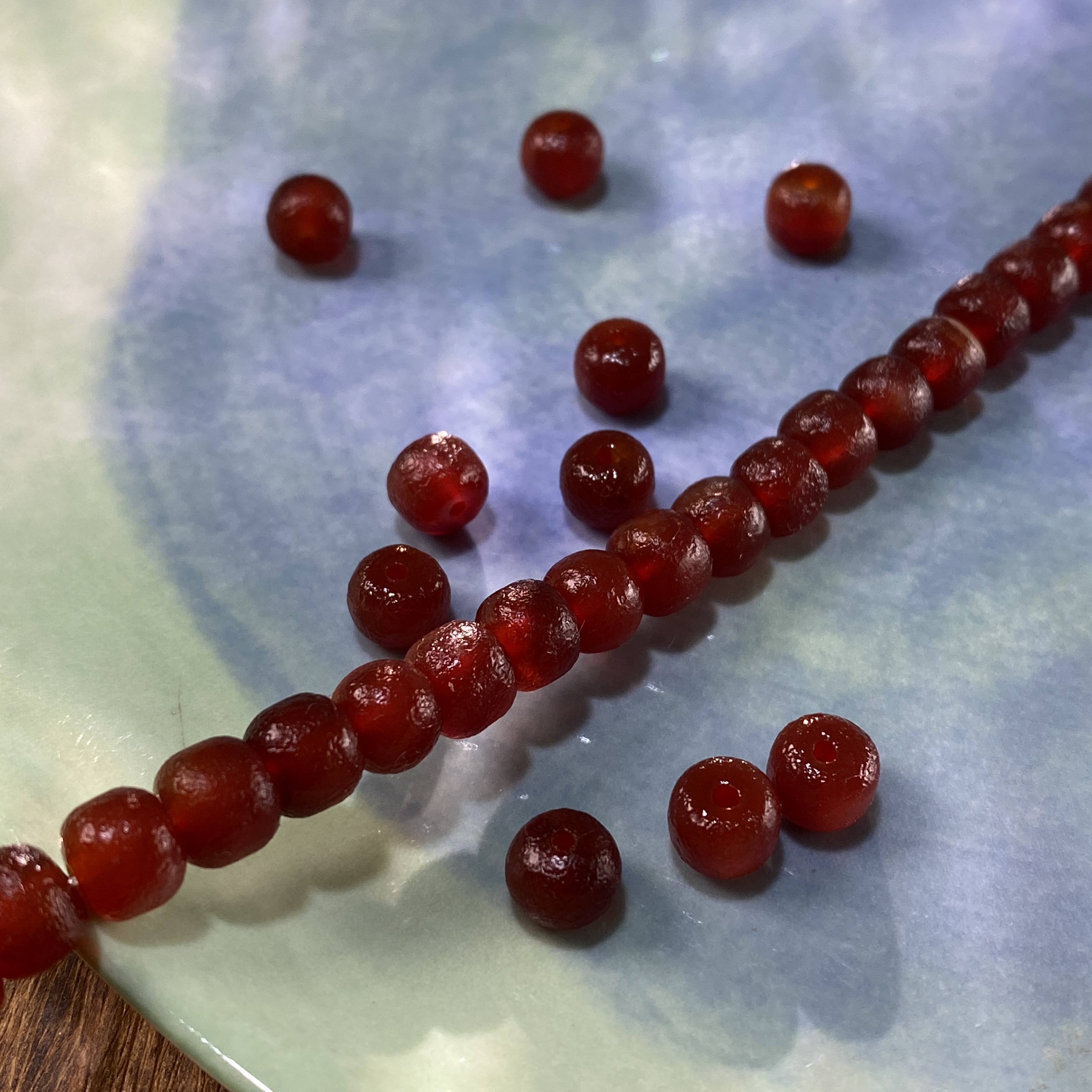 天然橘皮红玛瑙8*6mm墩墩散珠子手工diy串珠手链项链饰品配件S587