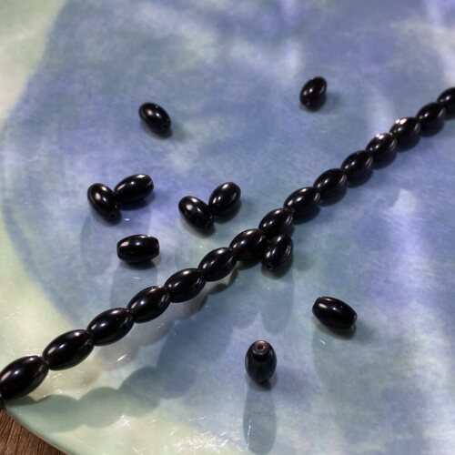 天然黑曜石米珠桶珠6*9mm散珠子手工diy串珠手链项链饰品配件S647