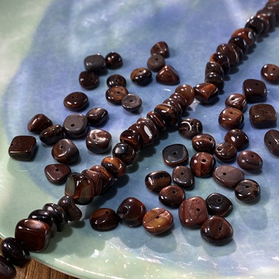 天然红虎眼6*10mm有孔碎石手工diy串珠手链项链饰品配件材料X209