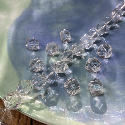 透明K9玻璃11*11mm八棱角珠散珠手工diy串珠项链饰品配件材料X198