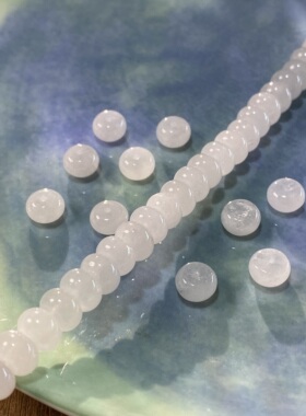 天然白玉髓5*8mm算盘珠散珠手工diy串珠手链项链饰品配件材料S910