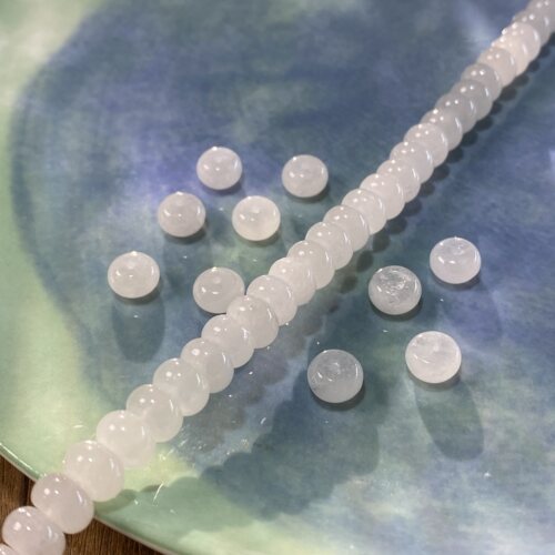 天然白玉髓5*8mm算盘珠散珠手工diy串珠手链项链饰品配件材料S910